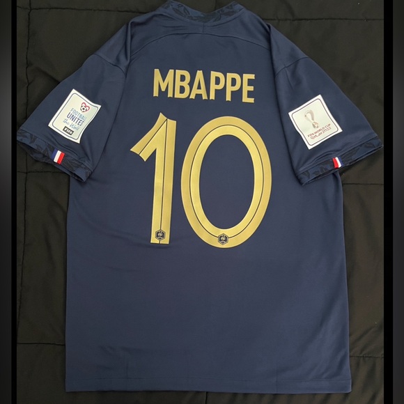 Mbappe #10 Home Jersey 2022 World Cup France S M L navy Blue - Picture 1 of 6